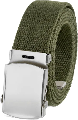 Vista 7 de BC Belts Cinturón de tela de lona con hebilla cromada de 54 pulgadas de largo, estilo militar totalmente ajustable