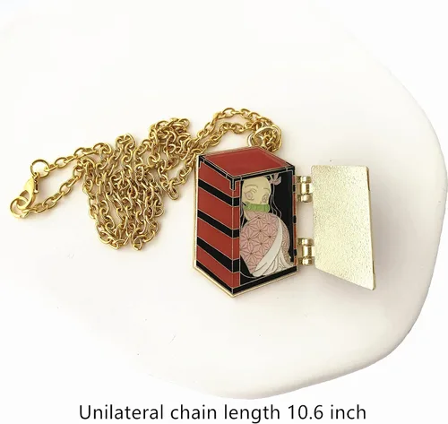 Vista 5 de DEZHAN Collar de anime Demon Slaye, colgante de metal de dibujos animados para niñas, mujeres y hombres, Zinc, No es una piedra preciosa