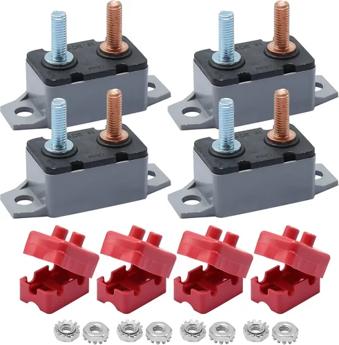 Vista 2 de UOIENRT Disyuntor de reinicio automático de 4 piezas DC 12 V - 24 V con perno prisionero de cubierta para automóvil y más (30 A)