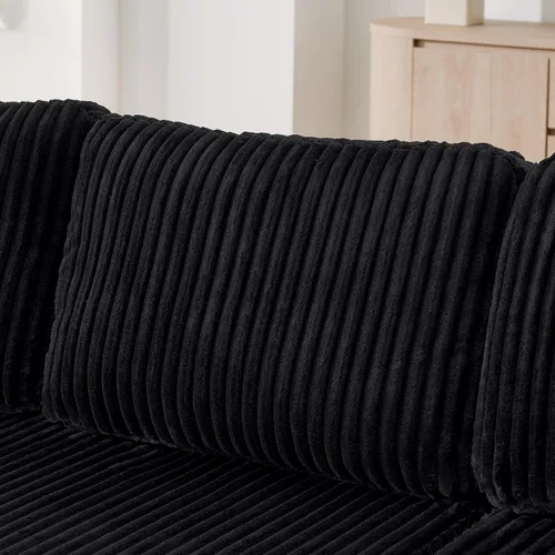 Vista 5 de Modular Sectional Couches Sofa, U-Shape L-Shaped Convertible Sleeper Sofa Bed, Cloud Couch Sectional for Living Room Bedroom Apartment Black - 5 Seat