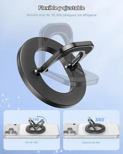Vista 4 de SUPERONE Anillo magnético de dos caras para soporte ajustable MagSafe Negro