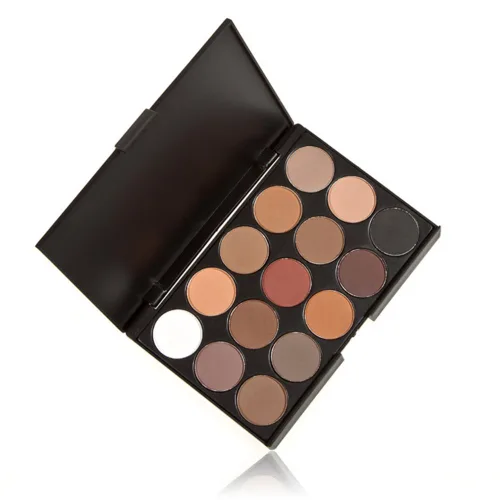 Vista 3 de Pure Vie Paleta de sombra de ojos profesional con reflejos y kit de contorno de maquillaje, 15 colores altamente pigmentados, desnudos cálidos