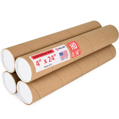 Vista 44 de Tubo de cartón reforzado de 2 x 18 pulgadas, paquete de 4 tubos con 8 tapas, seguro aprobado por USPS, ideal para envío y almacenamiento