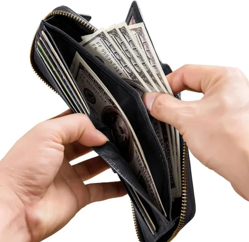 Vista 7 de Hebetag Cartera de cuero para hombre, organizador de muñeca