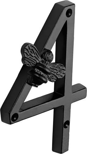 Vista 7 de Brass bee Número de casa con diseño de abeja Placa moderna de 5 pulgadas para letreros de puerta Números de dirección de casa de calle, metal