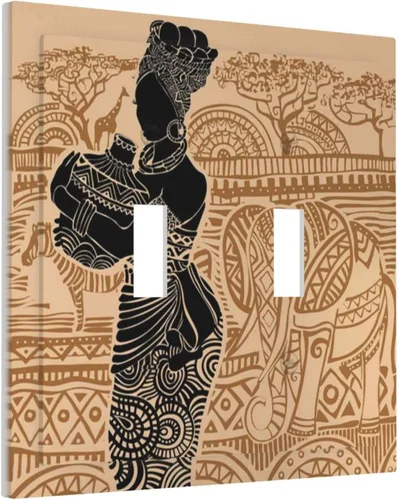 Vista 15 de Decorative Outlet Covers African Woman Zebra Elephants Black Girl 1 Gang Duplex Light Switch Cover Plate Unique Wall Plates for Electrical Outlets