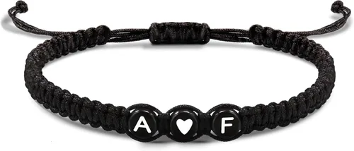 Vista 32 de Pulseras con iniciales para mujeres y hombres, regalos para novia, novio, pulseras de letras "I Love You", regalos para ella, él, mejor amigo