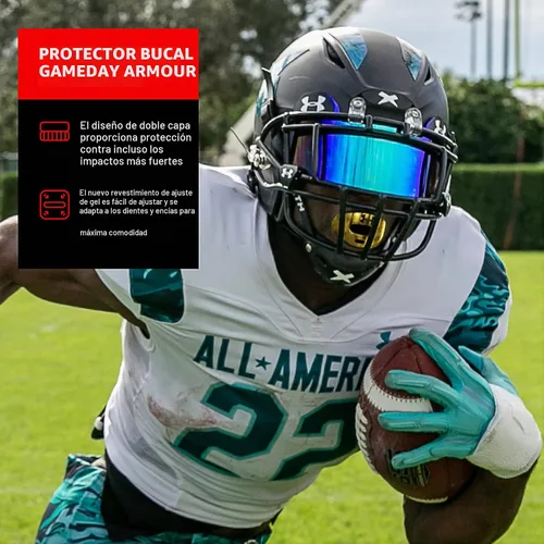 Vista 3 de Under Armour Protector bucal deportivo, ajuste personalizado, incluye correa desmontable para casco Negro