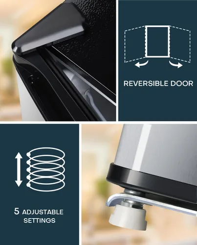 Vista 8 de Upstreman - Mini refrigerador de 1.7 pies cúbicos con congelador, acero inoxidable -FR17