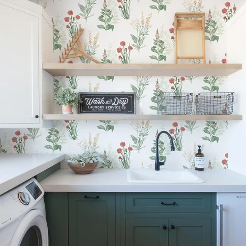 Vista 3 de Orainege Papel tapiz floral para despegar y pegar, papel de contacto bohemio de 16.9 x 118.1 pulgadas, papel de pared autoadhesivo extraíble