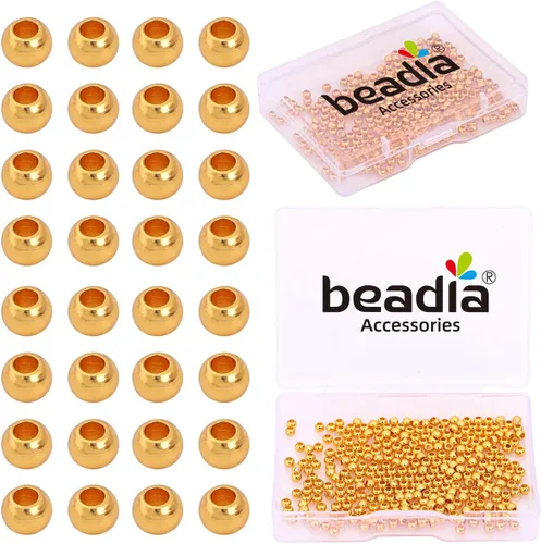 Vista 27 de BEADIA - Cuentas espaciadoras redondas bañadas en oro de 14 quilates, 2 mm, 600 piezas para hacer joyas sin decoloración