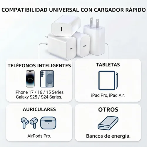 Vista 5 de [Paquete de 4] Bloque de cargador USB-C de 20 W, adaptador de corriente de pared rápida (blanco) Compatible con iPhone 17/16/15/14/13 Series