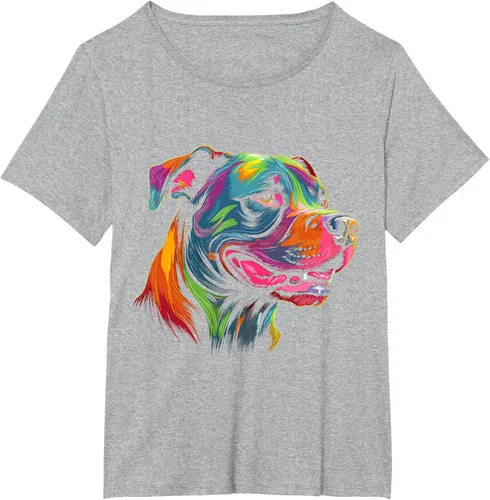 Vista 65 de Pit Bull Mom Dog Lover Colorido Artistic Pitbull Owner - Camiseta para mujer, Negro