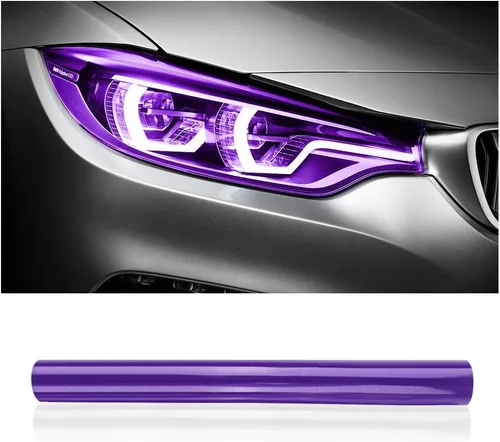Vista 11 de Película de tinte de luz de automóvil de 12 x 48 pulgadas, protector de vinilo cortable y elástico, calcomanías autoadhesivas que no dejan marcas