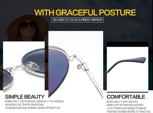 Vista 8 de GEELOOK Round Sunglasses for Women Men Classic Oversized Circle Mirrored Hippie Hipster Polarized Sunglasses Metal Frame