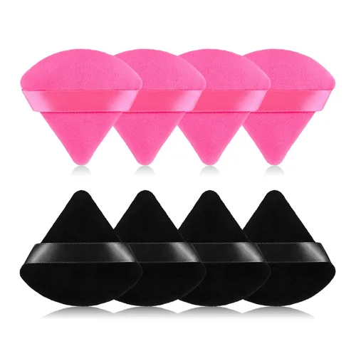 Vista 11 de 8 piezas de esponjas triangulares para polvo de maquillaje, hechas de terciopelo súper suave, diseñadas para contornear, ojos y esquinas, contenedor
