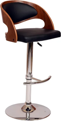 Vista 20 de Armen Living Adele - Taburete giratorio moderno de altura ajustable de piel sintética y madera de nogal con base cromada para encimera de isla