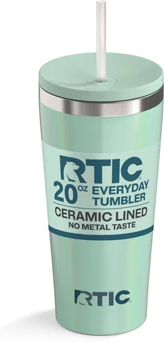 Vista 22 de RTIC Vaso Térmico Diario de 20 onzas de Acero Inoxidable Portátil con Aislamiento, Taza de Café de Viaje con Pajita, Forro de Cerámica, Tapa