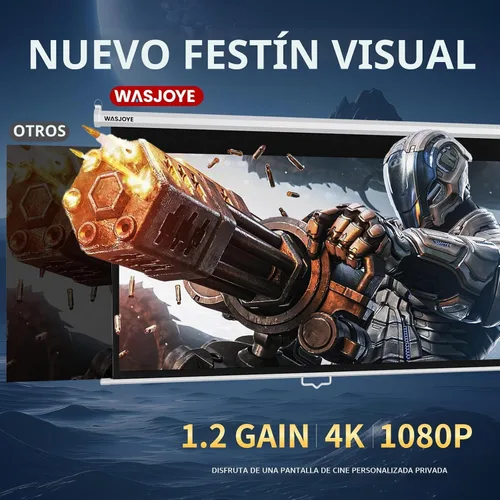 Vista 7 de WASJOYE 100'' Pantalla de Proyector Manual Plegable - Pantalla de Proyección Retráctil 4K HD con Bloqueo Automático - Pantalla de Proyector 16:9