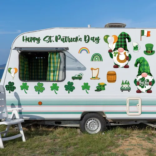 Vista 6 de 25 piezas de imanes de refrigerador de gnomos del Día de San Patricio Adhesivos magnéticos de decoración de fiesta irlandesa de trébol