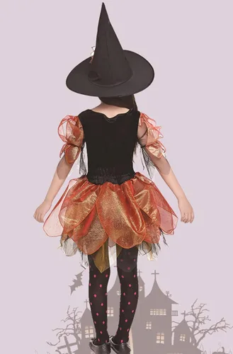 Vista 4 de Happy Cherry Disfraces de Halloween para niñas, disfraz de bruja de cuento de hadas, vestido de tutú elegante para cosplay