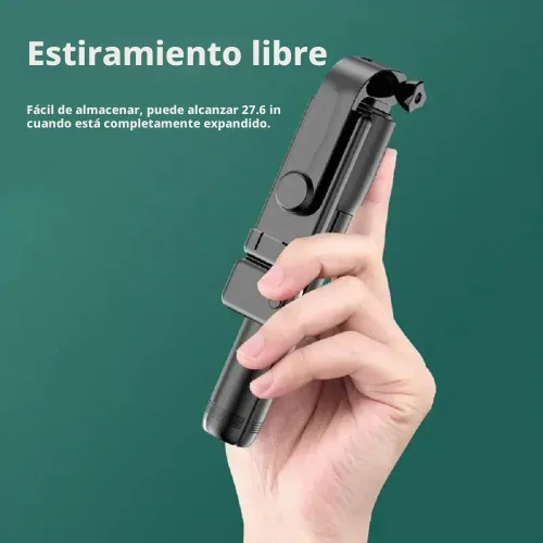 Vista 2 de PINHEN Trípode para teléfono y palo para selfie, 3 en 1, extensible con rotación de 360°, soporte de trípode con control remoto inalámbrico Negro