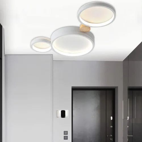 Vista 6 de Lámpara de techo LED de 3 luces, 22 pulgadas, moderna lámpara de techo empotrada de madera de 20 W regulable para sala de estar, dormitorio, cocina