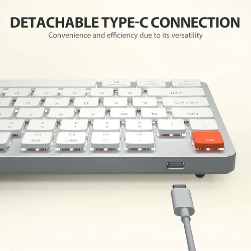 Vista 6 de Teclado mecánico de perfil bajo para Mac, interruptor marrón de 87 teclas, teclado Apple retroiluminado blanco con cable tipo C, ultra delgado