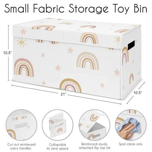 Vista 6 de Sweet Jojo Designs Caja de almacenamiento de juguetes de tela bohemia con arco iris para bebé, habitación de niños, color rosa pálido, oro rosa