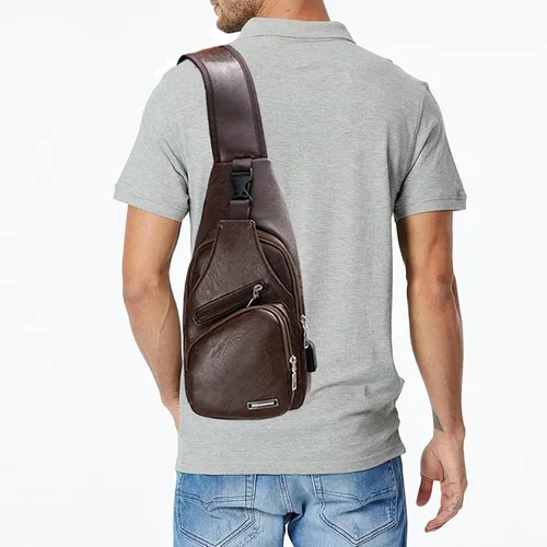 Vista 6 de Seoky Rop Bolso bandolera para hombre con puerto de carga USB
