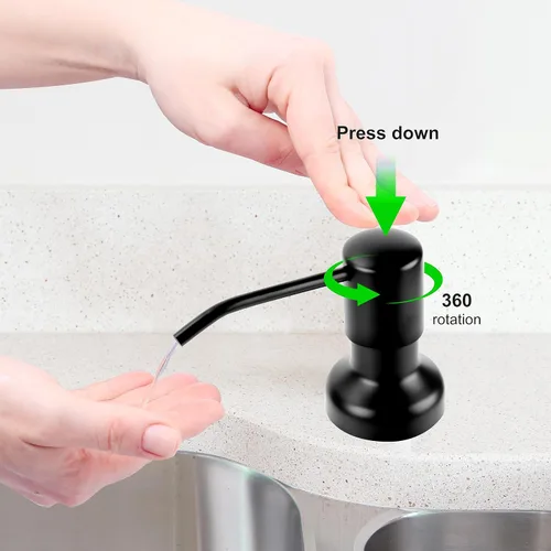 Vista 2 de Dispensador de jabón para fregadero de cocina, dispensador de jabón para fregadero con vástago roscado más largo, tubo de extensión de 47 pulgadas