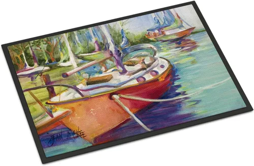 Vista 207 de Caroline's Treasures JMK1017JMAT - Tapete de caza de rana garza azul, 24 x 36 pulgadas, tapete para puerta delantera, interior y exterior