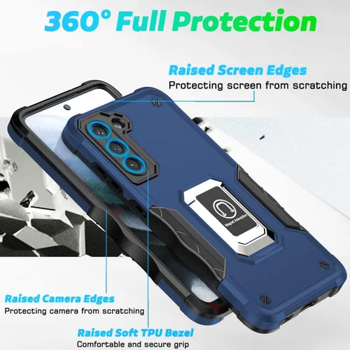 Vista 5 de Asuwish Funda de teléfono para Samsung Galaxy S21 Plus Glaxay S21+ 5G con cubierta protectora de pantalla y soporte de anillo híbrido resistente