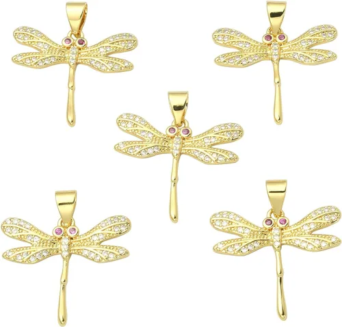 Vista 10 de Ipotkitt - 20 piezas de dijes de cobre con circonita cúbica micropavé en forma de flor con anillo de salto, dijes con forma de planta y flor