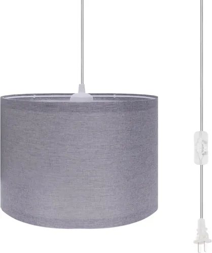 Vista 7 de Lámpara colgante enchufable, luces colgantes de 15 pies con cable de enchufe, interruptor de encendido/apagado, pantalla de lino, lámpara colgante