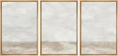 Vista 276 de SIGNWIN Lienzo enmarcado para pared, juego de arte pastel con cadena montañosa, bosque, niebla, naturaleza silvestre, ilustraciones modernas, arte