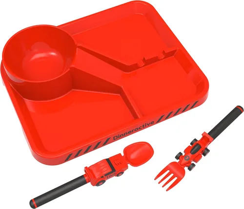 Vista 8 de Juego de vajilla Dinneractive para niños - 3 piezas de vajilla verde de dinosaurios - Utensilios de dinosaurios - Platos para niños pequeños