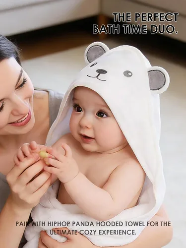 Vista 8 de HIPHOP PANDA Toallitas para bebé, rayón hecho de bambú - 2 capas ultra suaves y absorbentes, toallita facial de baño para recién nacidos - toallitas