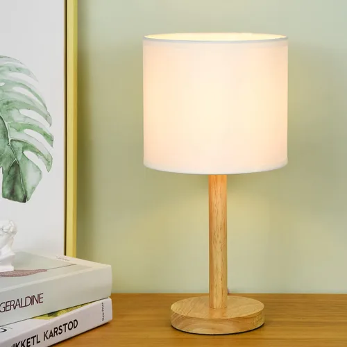 Vista 4 de TUBO - Lámpara de mesa de madera para sala de estar y dormitorio, casa de campo, niños, noche, 7.09 pulgadas de alto, 14.57 pulgadas, lámpara