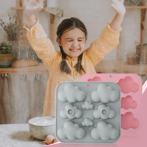 Vista 7 de Paquete de 2 moldes de silicona con forma de nube, moldes de chocolate en forma de nube, moldes de gomitas de nubes 3D, moldes de silicona