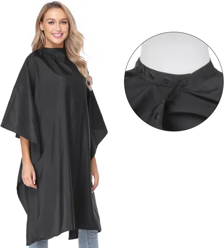 Vista 10 de Minewill Professional Salon Barber Cape for Men/Women, 47 In x 55 In Waterproof, Adjustable Snap Closure, Universal Size, Hair Cutting Cape with