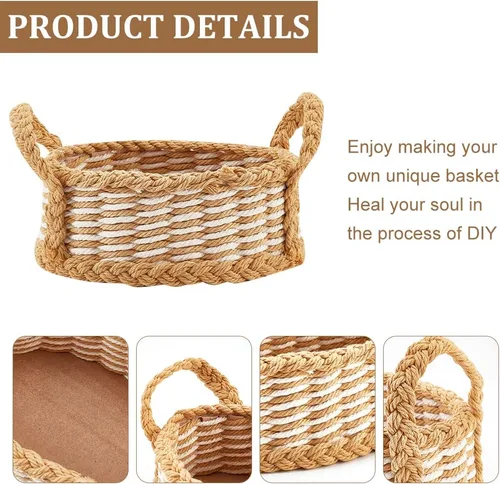 Vista 3 de FREEBLOSS Juego de 2 cestas tejidas para bricolaje, kit de tejido de macramé, suministros para hacer cestas, adecuado para proyectos de artes