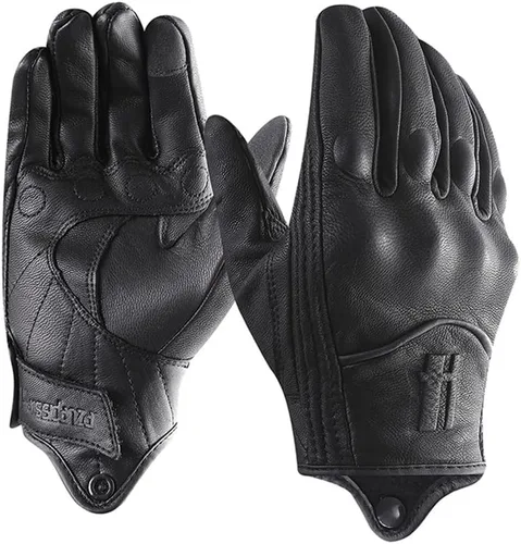 Vista 6 de Harssidanzar Guantes de moto para mujer, guantes de cuero para motocicleta, guantes de motocicleta, carreras de carretera, ciclismo, escalada