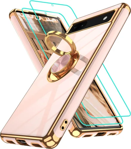 Vista 353 de Funda para Motorola Moto G 5G 2024: Funda Moto G Play 5G 2024 con 2 piezas de protectores de pantalla, soporte de anillo de rotación de 360°