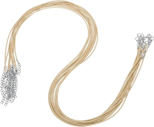 Vista 92 de MECCANIXITY 10 cordones de collar encerado de 18 pulgadas, cadena de collar a granel con cierre de 0.059 in de cuerda de cuero encerado para hacer