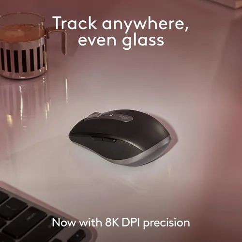 Vista 2 de Logitech MX Anywhere 3S para Mac, mouse Bluetooth inalámbrico compacto, seguimiento de 8K DPI en cualquier superficie, clics silenciosos, USB C