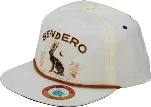 Vista 2 de Sendero Provisions Co. Pantalla Impreso Jackalope El Snapback Sombrero Blanco, Talla única, Blanco