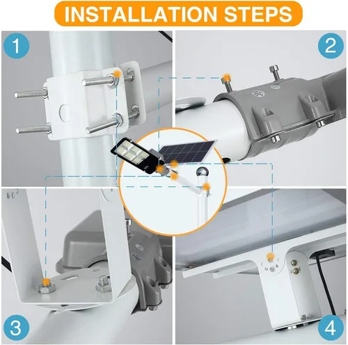 Vista 6 de 6000W Luz de calle LED solar para exteriores, luz de inundación de seguridad del atardecer al amanecer con control remoto, inalámbrica, impermeable