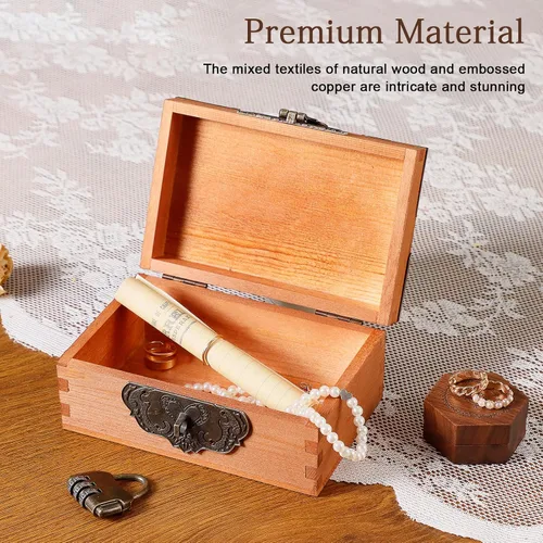 Vista 3 de Caja de recuerdos de boda personalizada con cerradura, caja de memoria decorativa de madera, caja de almacenamiento de fotos, aniversario