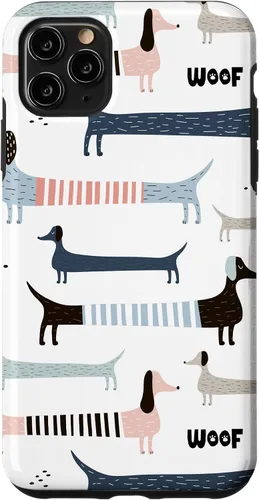 Vista 13 de Dachshund Weenie Weiner Dog - Carcasa para iPhone 17, diseño azul, rosa y blanco